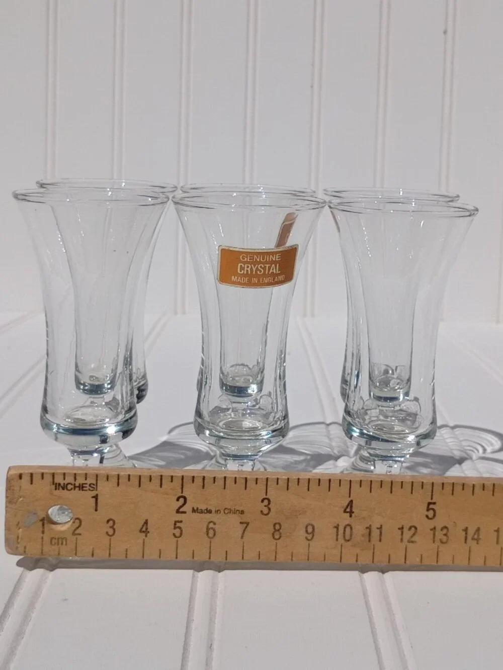 Vintage Genuine Crystal Cordial Glasses Made in England Footed Shot Glass Set